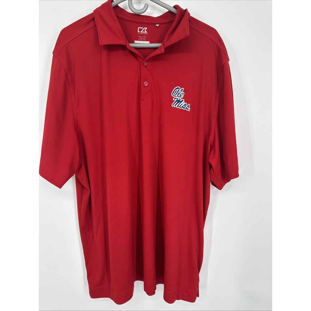 Cutter & Buck Mens Ole Miss DryTec Short Sleeve Polo Shirt Red XXL